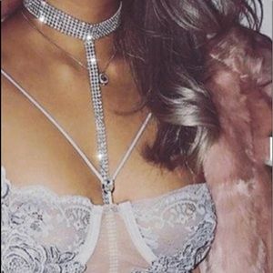 Hot Sexy Silver Crystal Choker Body Chains